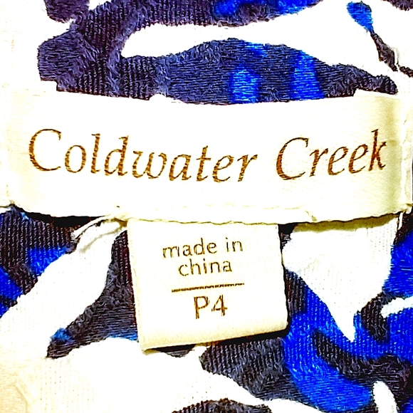 COLDWATER CREEK MISSES/TEENS SIZE P4 SMALL BLUE & WHITE JACKET ABSTRACT FLORAL. - Picture 3 of 8